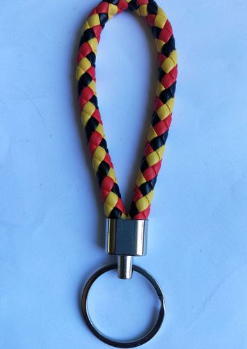 Luxury Colorful Leather Key Chains PU Leather Keychain Pop Metal Car Keyring Weave Braided Key chain