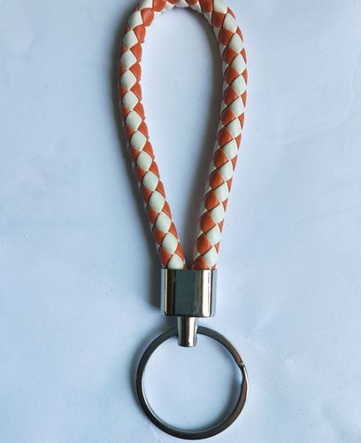 Luxury Colorful Leather Key Chains PU Leather Keychain Pop Metal Car Keyring Weave Braided Key chain