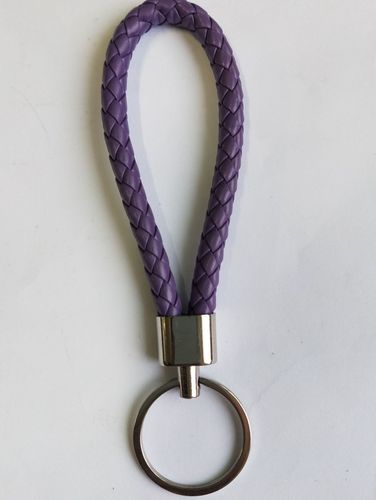 Luxury Colorful Leather Key Chains PU Leather Keychain Pop Metal Car Keyring Weave Braided Key chain