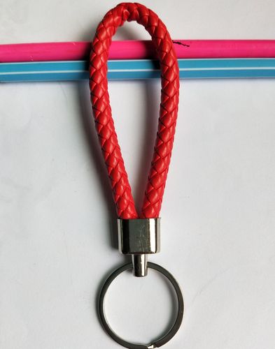 Luxury Colorful Leather Key Chains PU Leather Keychain Pop Metal Car Keyring Weave Braided Key chain