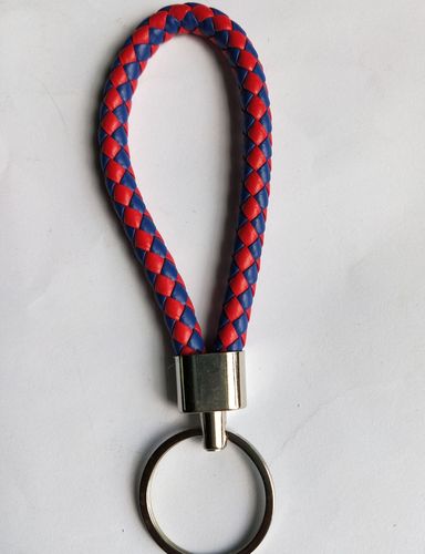 Luxury Colorful Leather Key Chains PU Leather Keychain Pop Metal Car Keyring Weave Braided Key chain