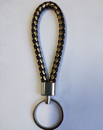 Luxury Colorful Leather Key Chains PU Leather Keychain Pop Metal Car Keyring Weave Braided Key chain