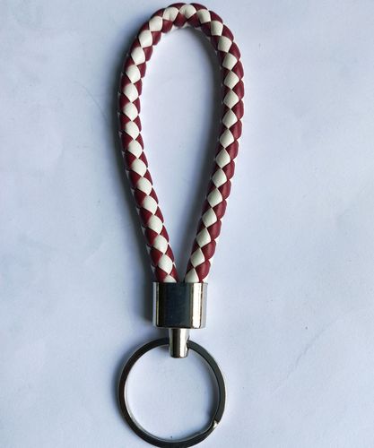 Luxury Colorful Leather Key Chains PU Leather Keychain Pop Metal Car Keyring Weave Braided Key chain