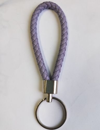 Luxury Colorful Leather Key Chains PU Leather Keychain Pop Metal Car Keyring Weave Braided Key chain