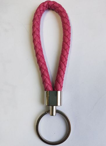 Luxury Colorful Leather Key Chains PU Leather Keychain Pop Metal Car Keyring Weave Braided Key chain