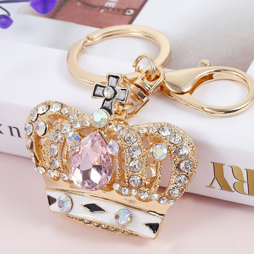 Latest china new model crown alloy metal keyrings ised women steel keychain