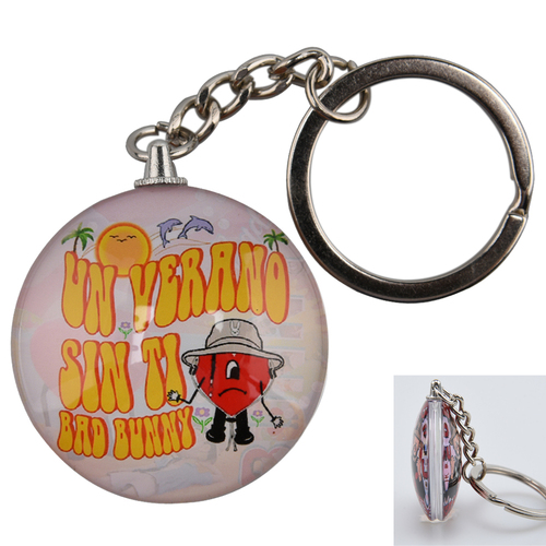  bad bunny glass keychain Karol G double side glass keyring for key holders