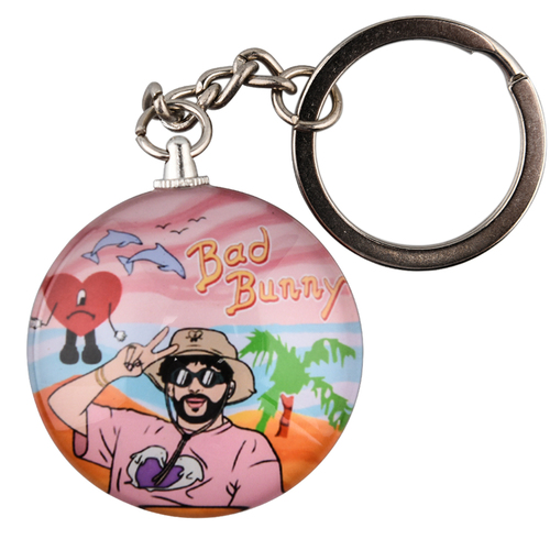  bad bunny glass keychain Karol G double side glass keyring for key holders