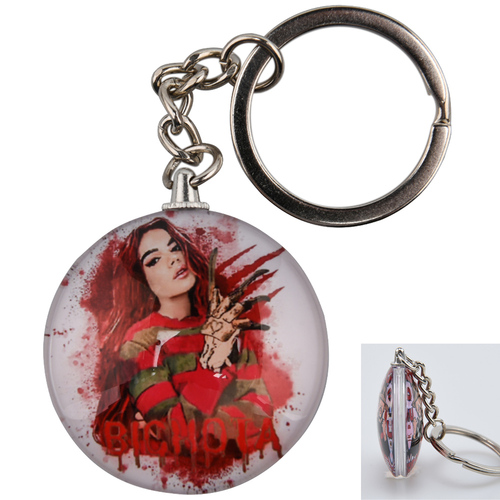  bad bunny glass keychain Karol G double side glass keyring for key holders