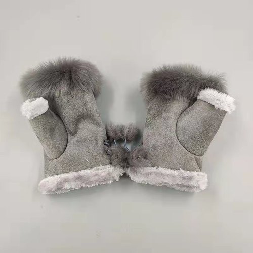 Rabbit Hair Half-finger Gloves Winter Warm Indoor Fingerless Gloves  Direct Sale Ladies Fingerless Gloves