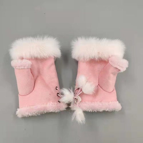 Rabbit Hair Half-finger Gloves Winter Warm Indoor Fingerless Gloves  Direct Sale Ladies Fingerless Gloves