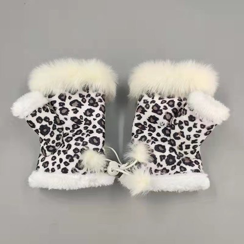 Rabbit Hair Half-finger Gloves Winter Warm Indoor Fingerless Gloves  Direct Sale Ladies Fingerless Gloves