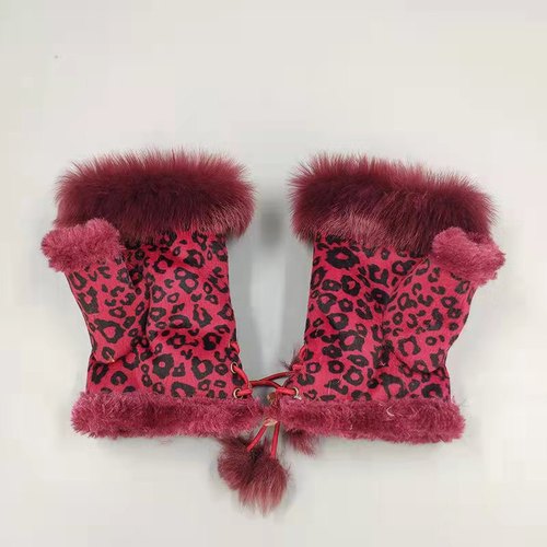 Rabbit Hair Half-finger Gloves Winter Warm Indoor Fingerless Gloves  Direct Sale Ladies Fingerless Gloves