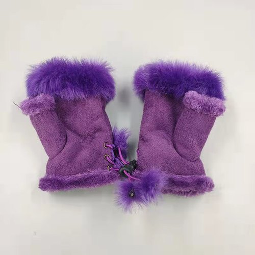 Rabbit Hair Half-finger Gloves Winter Warm Indoor Fingerless Gloves  Direct Sale Ladies Fingerless Gloves