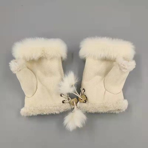 Rabbit Hair Half-finger Gloves Winter Warm Indoor Fingerless Gloves  Direct Sale Ladies Fingerless Gloves