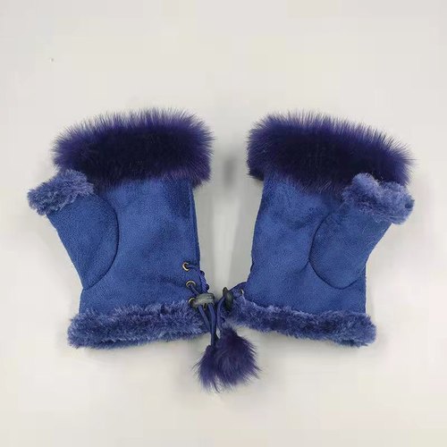 Rabbit Hair Half-finger Gloves Winter Warm Indoor Fingerless Gloves  Direct Sale Ladies Fingerless Gloves
