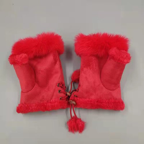 Rabbit Hair Half-finger Gloves Winter Warm Indoor Fingerless Gloves  Direct Sale Ladies Fingerless Gloves