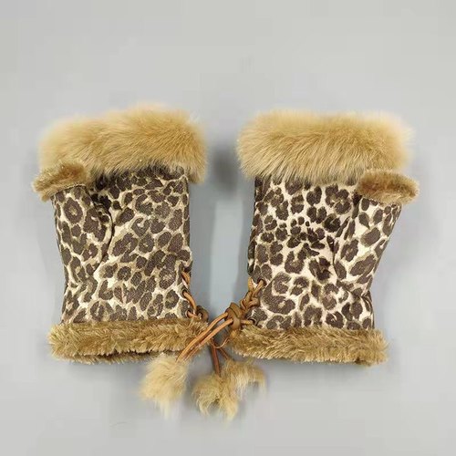 Rabbit Hair Half-finger Gloves Winter Warm Indoor Fingerless Gloves  Direct Sale Ladies Fingerless Gloves