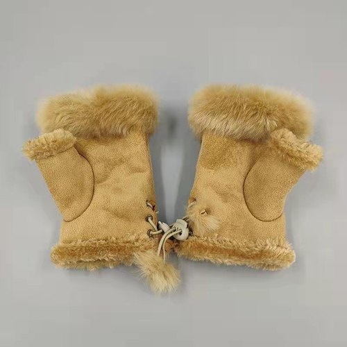 Rabbit Hair Half-finger Gloves Winter Warm Indoor Fingerless Gloves  Direct Sale Ladies Fingerless Gloves