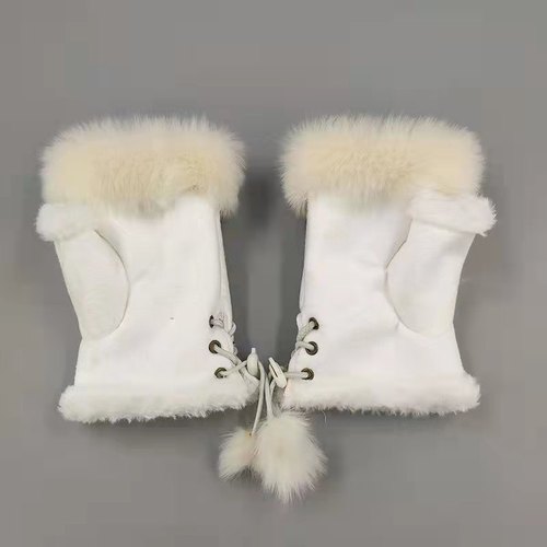 Rabbit Hair Half-finger Gloves Winter Warm Indoor Fingerless Gloves  Direct Sale Ladies Fingerless Gloves