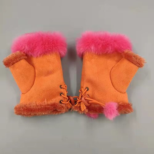Rabbit Hair Half-finger Gloves Winter Warm Indoor Fingerless Gloves  Direct Sale Ladies Fingerless Gloves