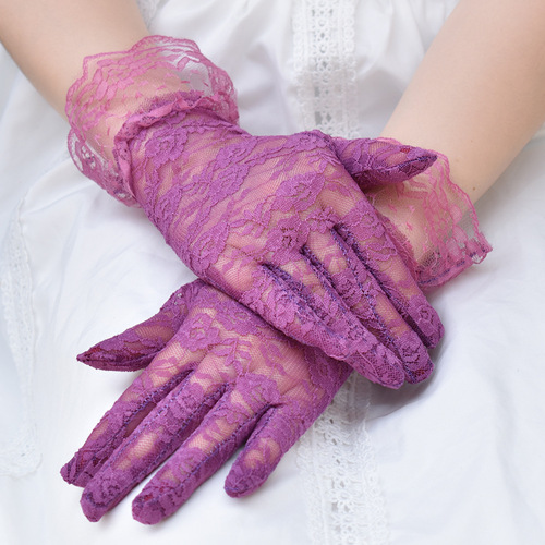 Fashion Summer Wedding Gloves Short Sexy White Hand Gloves Driving Electric Bike Riding Sunshade Sunscreen Bridal Lace G