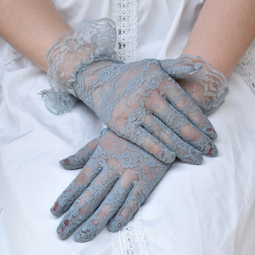 Fashion Summer Wedding Gloves Short Sexy White Hand Gloves Driving Electric Bike Riding Sunshade Sunscreen Bridal Lace G