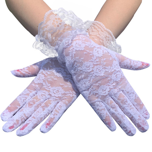 Fashion Summer Wedding Gloves Short Sexy White Hand Gloves Driving Electric Bike Riding Sunshade Sunscreen Bridal Lace G