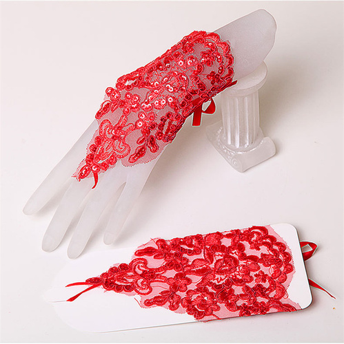 New European style fashion bridal sunscreen lace gloves hollowed out inlaid diamond short gloves