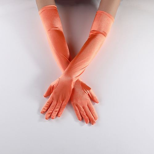 ZISUEX Satin Stretch cosplay Women's Halloween Gloves Sexy Dinner Show velvet wedding dress glove