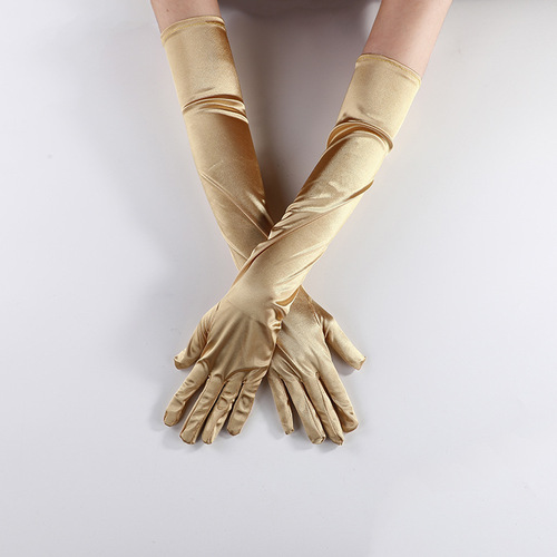 ZISUEX Satin Stretch cosplay Women's Halloween Gloves Sexy Dinner Show velvet wedding dress glove