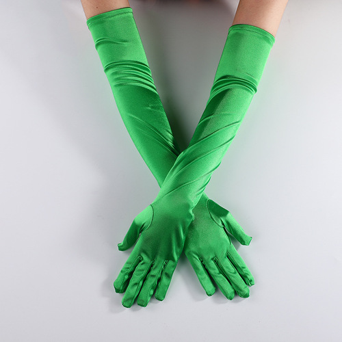 ZISUEX Satin Stretch cosplay Women's Halloween Gloves Sexy Dinner Show velvet wedding dress glove