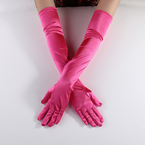 ZISUEX Satin Stretch cosplay Women's Halloween Gloves Sexy Dinner Show velvet wedding dress glove