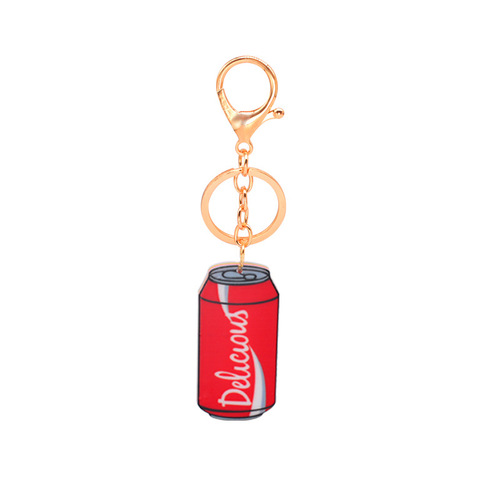 Simple creative keychain  pendant printed Coke bottle key ring men's and women's pendant
