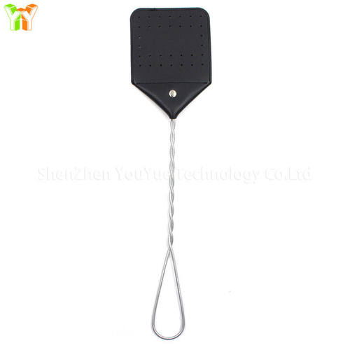 Household Metal Handle PU Leather Fly Swatter Portable Manual Fly Swatters Washable Handheld Bug Zapper