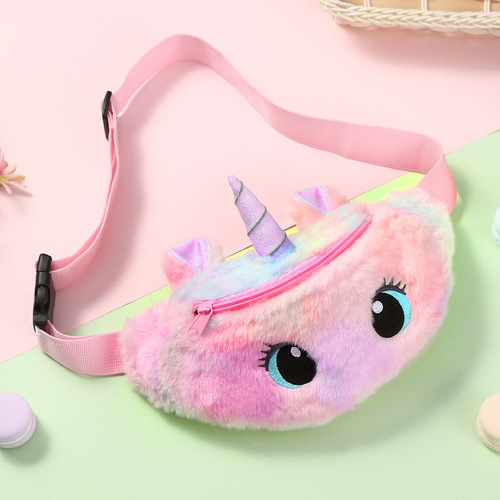 Children's Fanny Pack Unicorn Plush Toys Belt Gradient Color Chest Bag