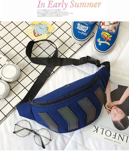 Men Fashion Reflective Fanny Pack Crossbody Purse Running Sports Canvas Waist Pack Men's Waist Bag