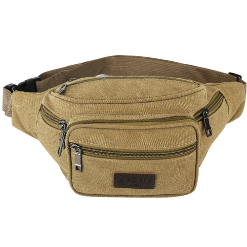 Korean Outdoor Sports Chest Bag Casual Canvas Men's Waist Bag Leather Men Clutch Bag Handbag