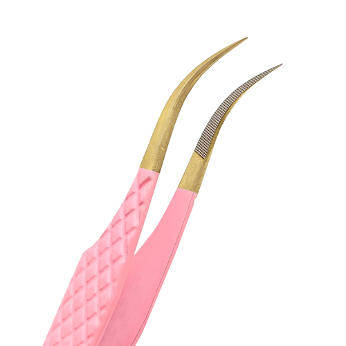 All Shapes Solid Pink Color Eyelash Tweezers For Russian Volume Women High Quality Makeup Tool For Lash Tweezers