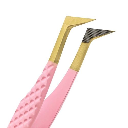 All Shapes Solid Pink Color Eyelash Tweezers For Russian Volume Women High Quality Makeup Tool For Lash Tweezers