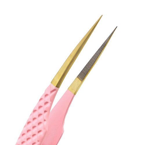 All Shapes Solid Pink Color Eyelash Tweezers For Russian Volume Women High Quality Makeup Tool For Lash Tweezers