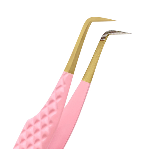 All Shapes Solid Pink Color Eyelash Tweezers For Russian Volume Women High Quality Makeup Tool For Lash Tweezers