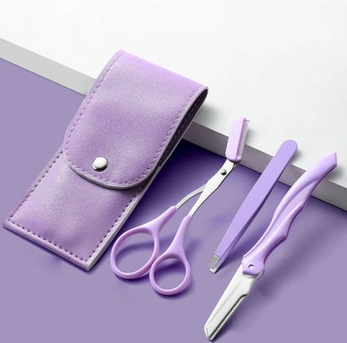  Portable Professional Eyebrow Razor Tweezers Hot Selling Eyebrow Scissors Eyebrow Trimming Kit Set