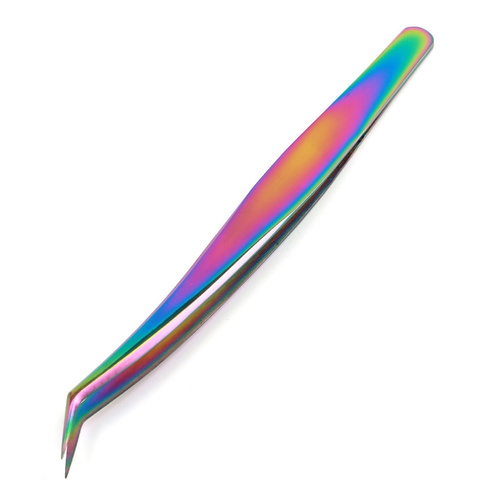 Popular Rainbow Stainless Steel  Applicator Fake Eyelash Eyelash Extension Tweezers
