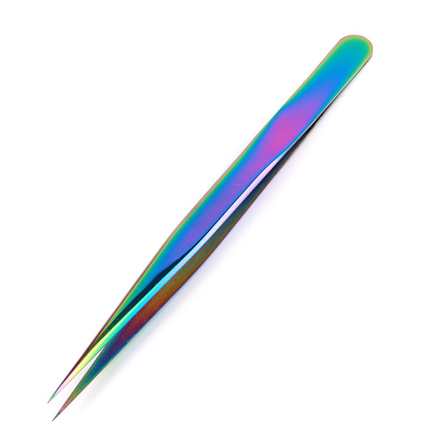 Popular Rainbow Stainless Steel  Applicator Fake Eyelash Eyelash Extension Tweezers