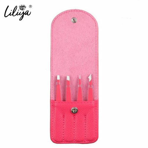 Professional Stainless Steel Tweezers 4Pcs Brows Eyebrow Hair Remove Tweezers Set