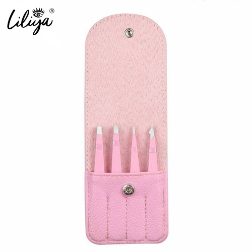 Professional Stainless Steel Tweezers 4Pcs Brows Eyebrow Hair Remove Tweezers Set