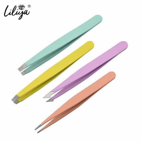 Professional Stainless Steel Tweezers 4Pcs Brows Eyebrow Hair Remove Tweezers Set