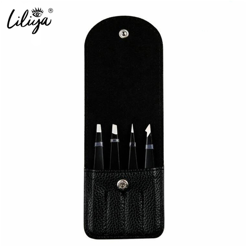 Professional Stainless Steel Tweezers 4Pcs Brows Eyebrow Hair Remove Tweezers Set
