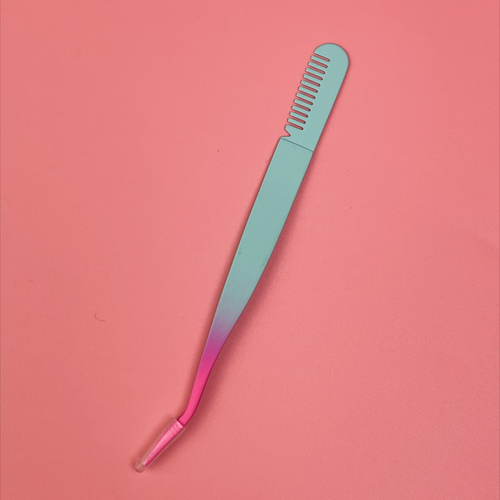 Private Label  Volume Lash Extension Tool Black White Blue Pink Eyelashes Tweezers With Comb